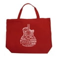 thumbnail image 1 of LA Pop Art Large Word Art Tote Bag - Languages Guitar, 1 of 2