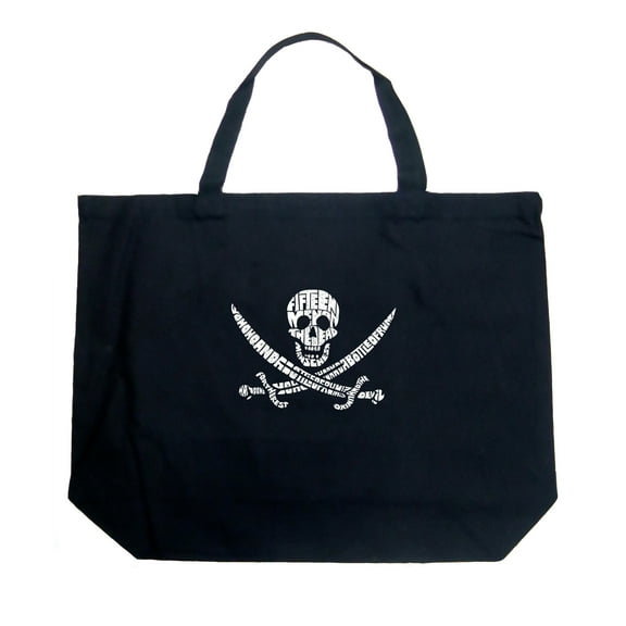 LA Pop Art Large Word Art Tote Bag - Lyrics To A Legendary Pirate Song