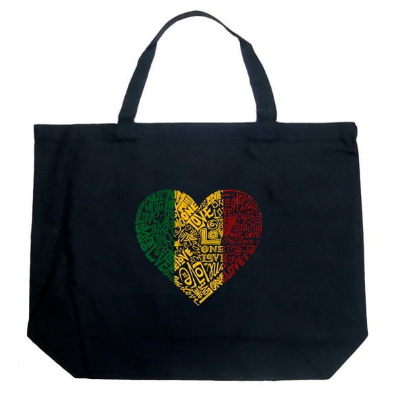 LA Pop Art Large Word Art Tote Bag - One Love Heart