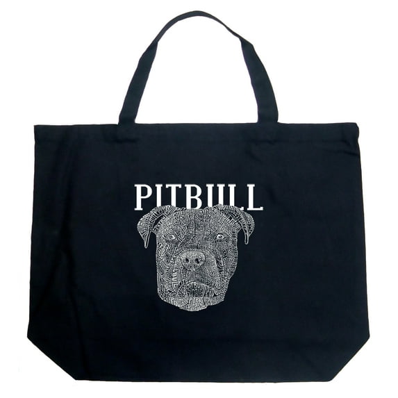 LA Pop Art Large Word Art Tote Bag - Pitbull Face