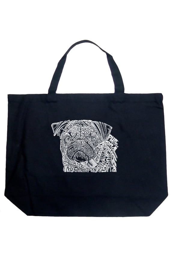 Large Word Art Tote Bag - Pug Face