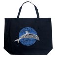 thumbnail image 1 of LA Pop Art Large Word Art Tote Bag - Species of Dolphin, 1 of 2