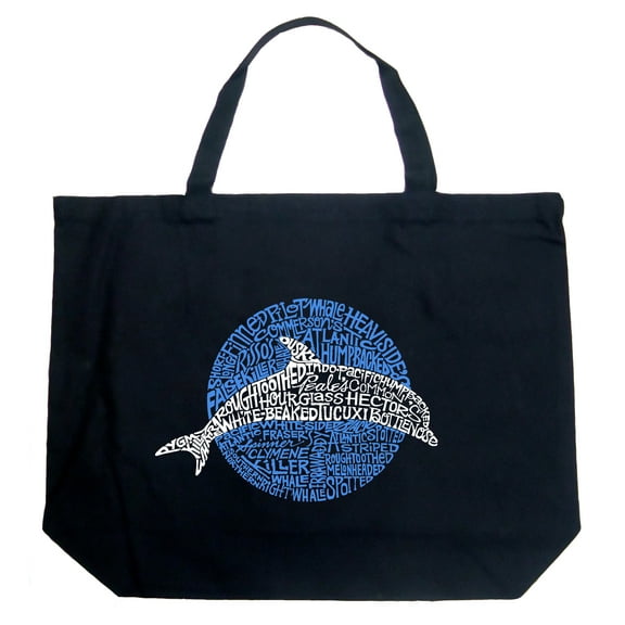LA Pop Art Large Word Art Tote Bag - Species of Dolphin