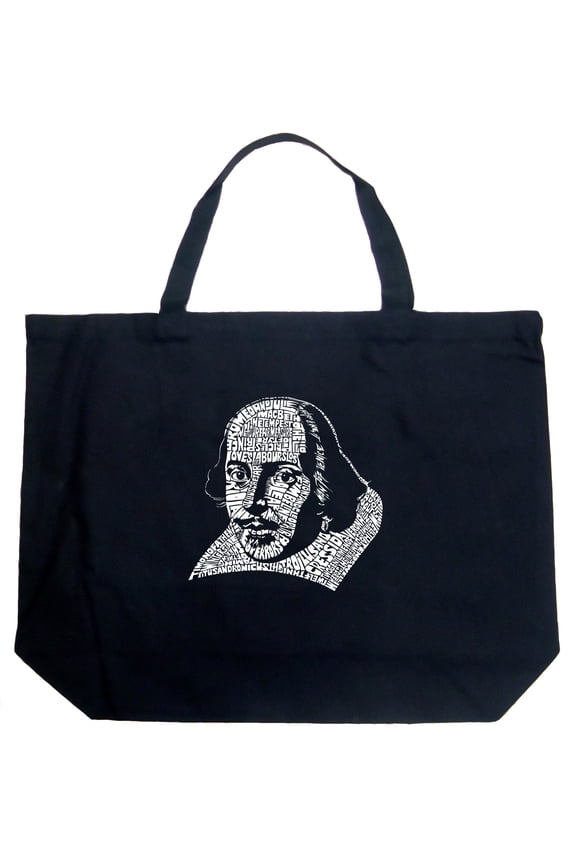 Large Word Art Tote Bag - THE TITLES OF ALL OF WILLIAM SHAKESPEARE'S COMEDIES & TRAGEDIES