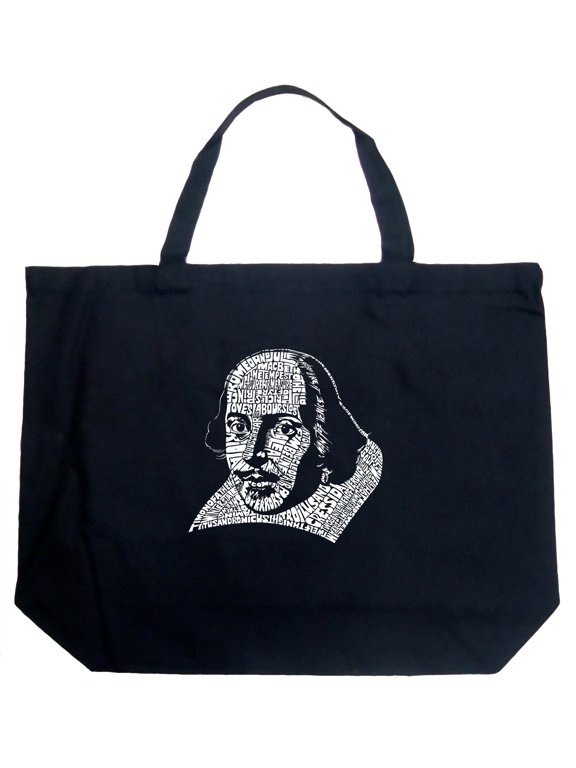 Large Word Art Tote Bag - THE TITLES OF ALL OF WILLIAM SHAKESPEARE'S COMEDIES & TRAGEDIES