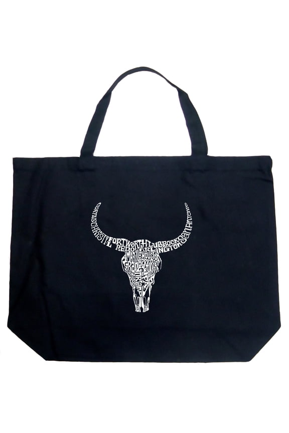 Large Word Art Tote Bag - Texas Skull