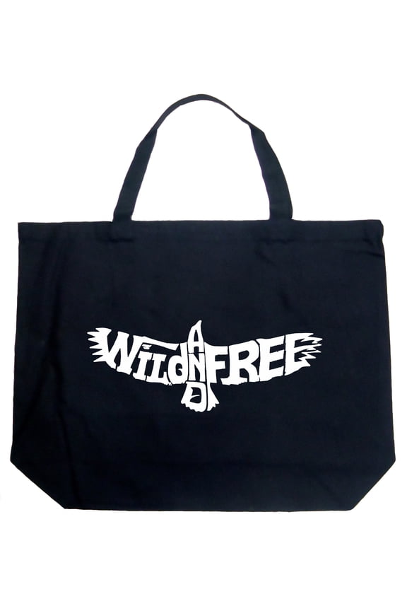 Large Word Art Tote Bag - Wild and Free Eagle