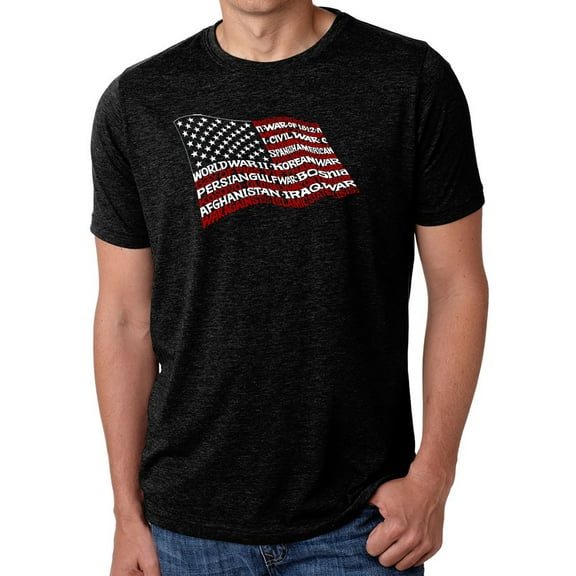 LA Pop Art Men's Premium Blend Word Art T-shirt - American Wars Tribute Flag