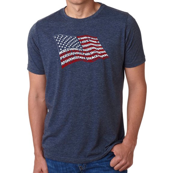 LA Pop Art Men's Premium Blend Word Art T-shirt - American Wars Tribute Flag