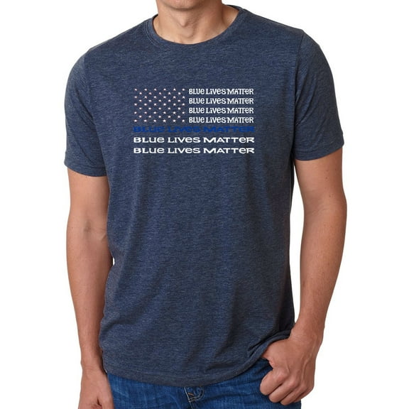 LA Pop Art Men's Premium Blend Word Art T-shirt - Blue Lives Matter