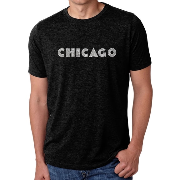 LA Pop Art Men's Premium Blend Word Art T-shirt - CHICAGO NEIGHBORHOODS