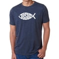 thumbnail image 1 of LA Pop Art Men's Premium Blend Word Art T-shirt - Christian Jesus Name Fish Symbol, 1 of 2