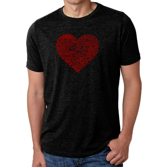 LA Pop Art Men's Premium Blend Word Art T-shirt - Country Music Heart