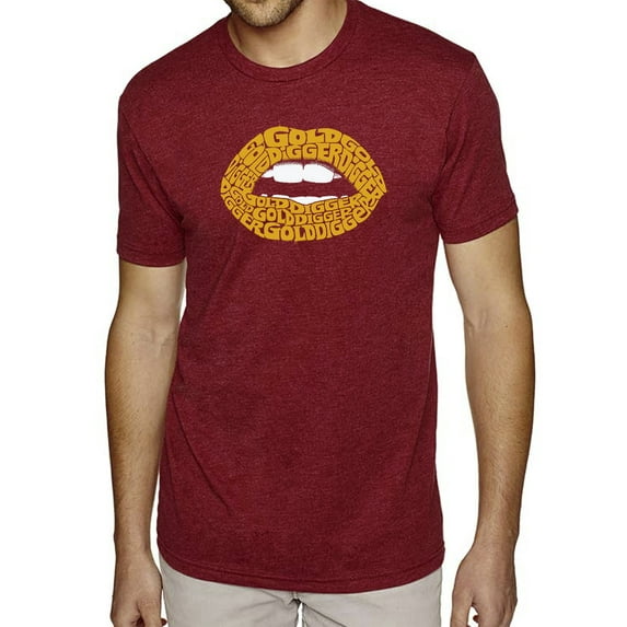 LA Pop Art Men's Premium Blend Word Art T-shirt - Gold Digger Lips