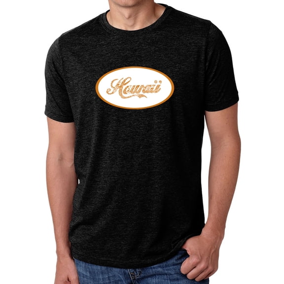LA Pop Art Men's Premium Blend Word Art T-shirt - HAWAIIAN ISLAND NAMES & IMAGERY