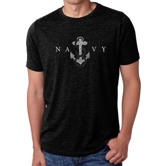 LA Pop Art Men's Premium Blend Word Art T-shirt - LYRICS TO ANCHORS AWEIGH