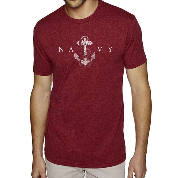 LA Pop Art Men's Premium Blend Word Art T-shirt - LYRICS TO ANCHORS AWEIGH
