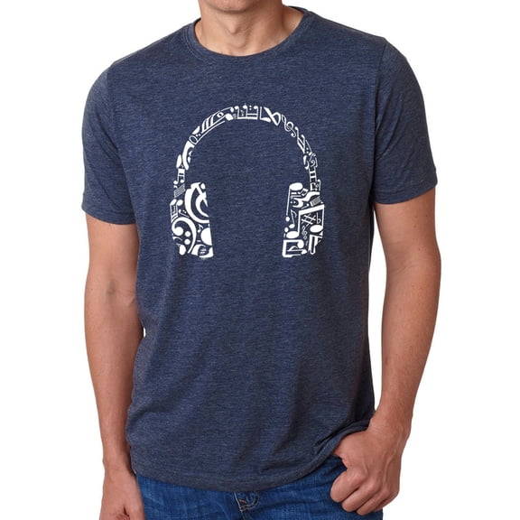 LA Pop Art Men's Premium Blend Word Art T-shirt - Music Note Headphones