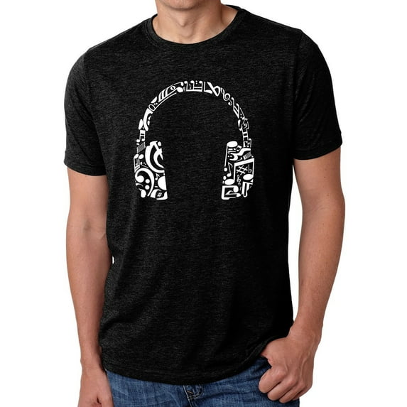 LA Pop Art Men's Premium Blend Word Art T-shirt - Music Note Headphones