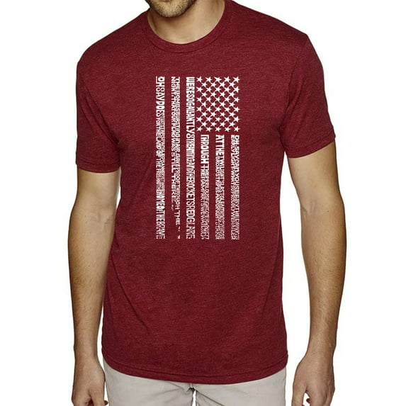 LA Pop Art Men's Premium Blend Word Art T-shirt - National Anthem Flag
