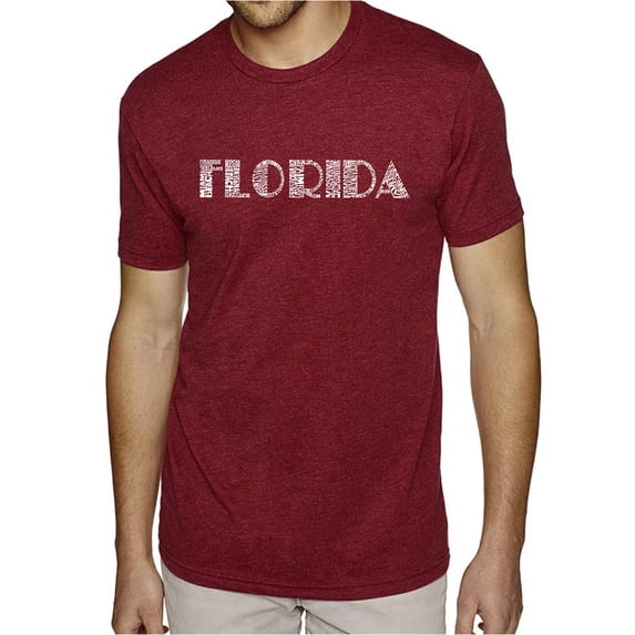 LA Pop Art Men's Premium Blend Word Art T-shirt - POPULAR CITIES IN FLORIDA