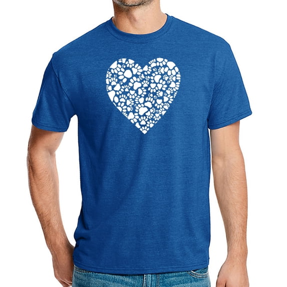 LA Pop Art Men's Premium Blend Word Art T-shirt - Paw Prints Heart