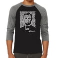 thumbnail image 1 of LA Pop Art Men's Raglan Word Art T-Shirt - ABRAHAM LINCOLN - GETTYSBURG ADDRESS, 1 of 2