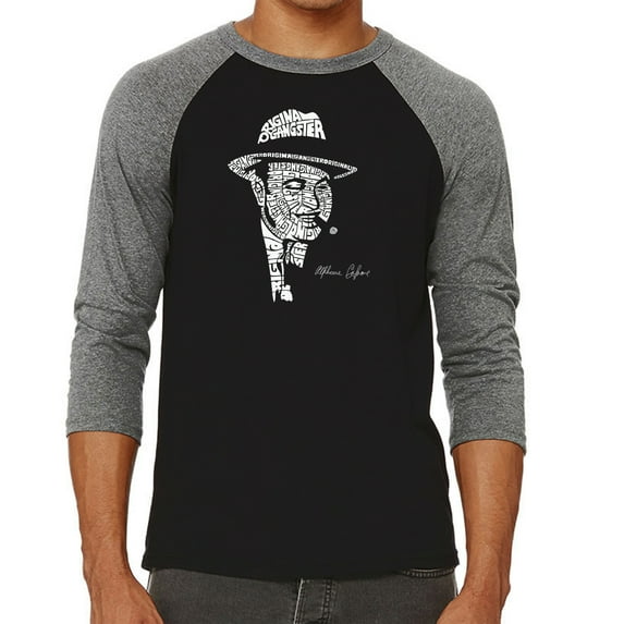 LA Pop Art Men's Raglan Word Art T-Shirt - AL CAPONE-ORIGINAL GANGSTER