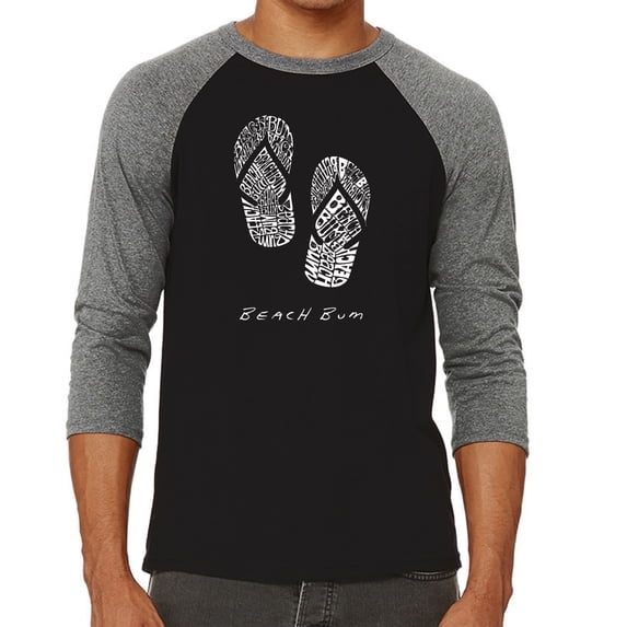 LA Pop Art Men's Raglan Word Art T-Shirt - BEACH BUM