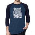 thumbnail image 1 of LA Pop Art Men's Raglan Word Art T-Shirt - Big Cats, 1 of 2