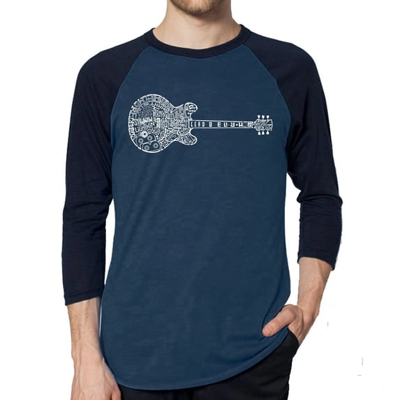 LA Pop Art Men's Raglan Word Art T-Shirt - Blues Legends