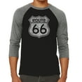 thumbnail image 1 of LA Pop Art Men's Raglan Word Art T-Shirt - CITIES ALONG THE LEGENDARY ROUTE 66, 1 of 2