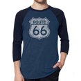 thumbnail image 1 of LA Pop Art Men's Raglan Word Art T-Shirt - CITIES ALONG THE LEGENDARY ROUTE 66, 1 of 2