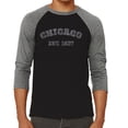 thumbnail image 1 of LA Pop Art Men's Raglan Word Art T-Shirt - Chicago 1837, 1 of 2