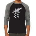 thumbnail image 1 of LA Pop Art Men's Raglan Word Art T-Shirt - DROP BEATS NOT BOMBS, 1 of 2