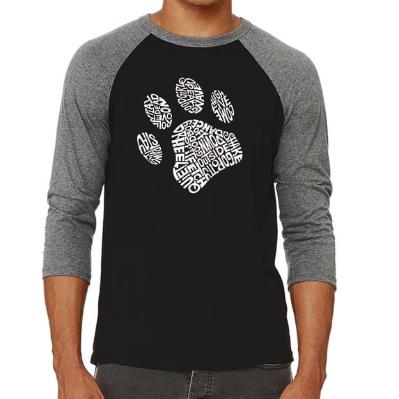 LA Pop Art Men's Raglan Word Art T-Shirt - Dog Paw