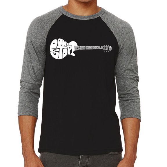 LA Pop Art Men's Raglan Word Art T-Shirt - Don't Stop Believin'