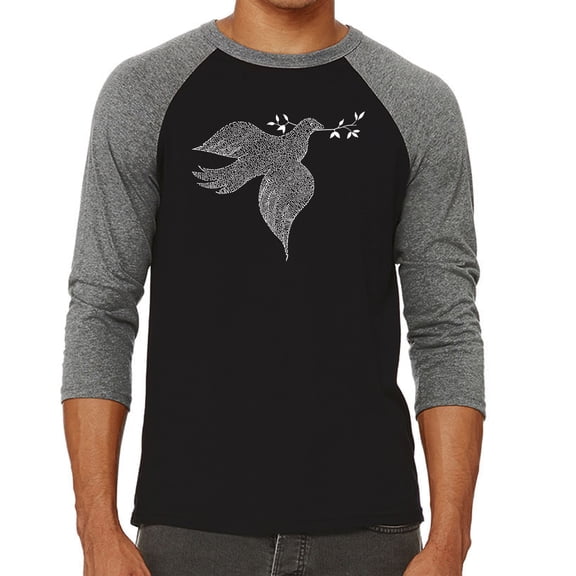 LA Pop Art Men's Raglan Word Art T-Shirt - Dove