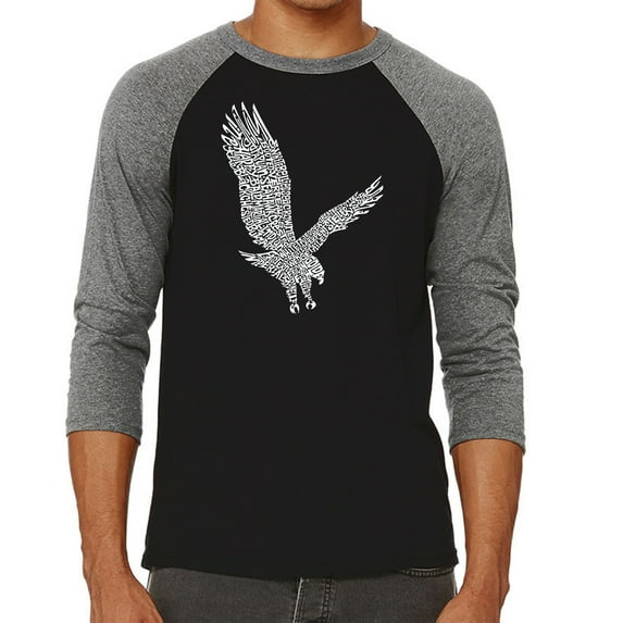 LA Pop Art Men's Raglan Word Art T-Shirt - Eagle