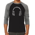 thumbnail image 1 of LA Pop Art Men's Raglan Word Art T-Shirt - HEADPHONES - LANGUAGES, 1 of 2