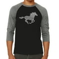 thumbnail image 1 of LA Pop Art Men's Raglan Word Art T-Shirt - Horse Breeds, 1 of 2