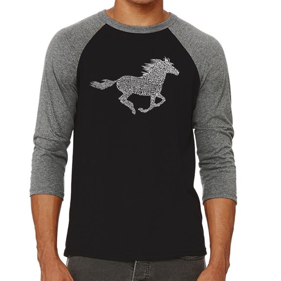 LA Pop Art Men's Raglan Word Art T-Shirt - Horse Breeds