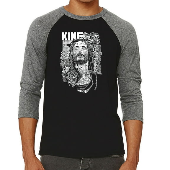 LA Pop Art Men's Raglan Word Art T-Shirt - JESUS