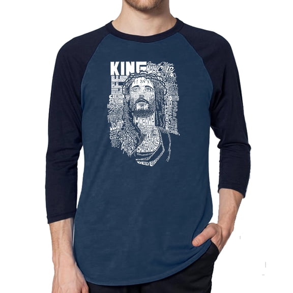 LA Pop Art Men's Raglan Word Art T-Shirt - JESUS
