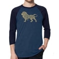thumbnail image 1 of LA Pop Art Men's Raglan Word Art T-Shirt - Lion, 1 of 2