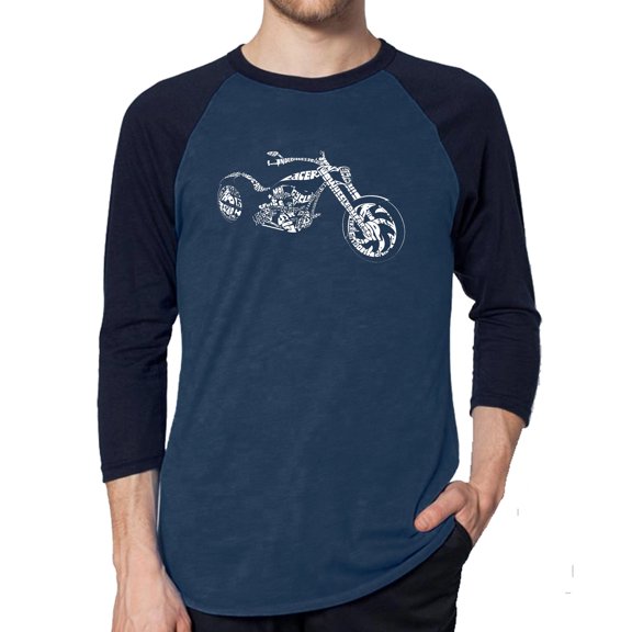 LA Pop Art Men's Raglan Word Art T-Shirt - MOTORCYCLE