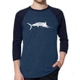 thumbnail image 1 of LA Pop Art Men's Raglan Word Art T-Shirt - Marlin - Gone Fishing, 1 of 2