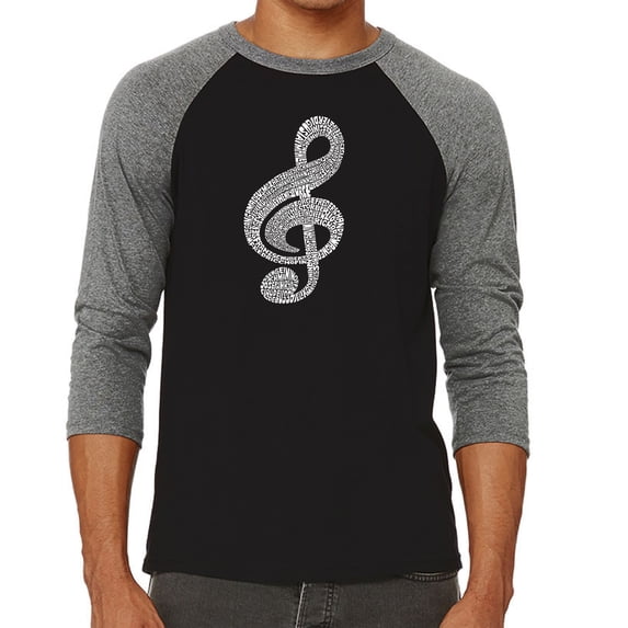LA Pop Art Men's Raglan Word Art T-Shirt - Music Note