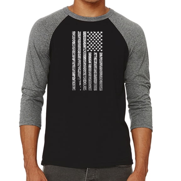 LA Pop Art Men's Raglan Word Art T-Shirt - National Anthem Flag