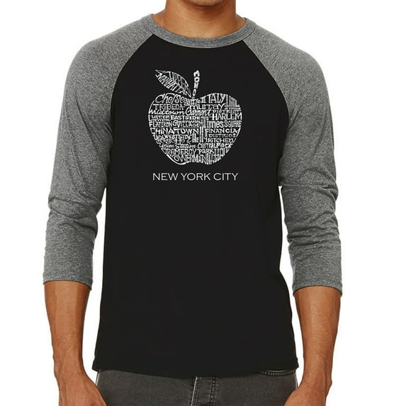 LA Pop Art Men's Raglan Word Art T-Shirt - Neighborhoods in NYC
